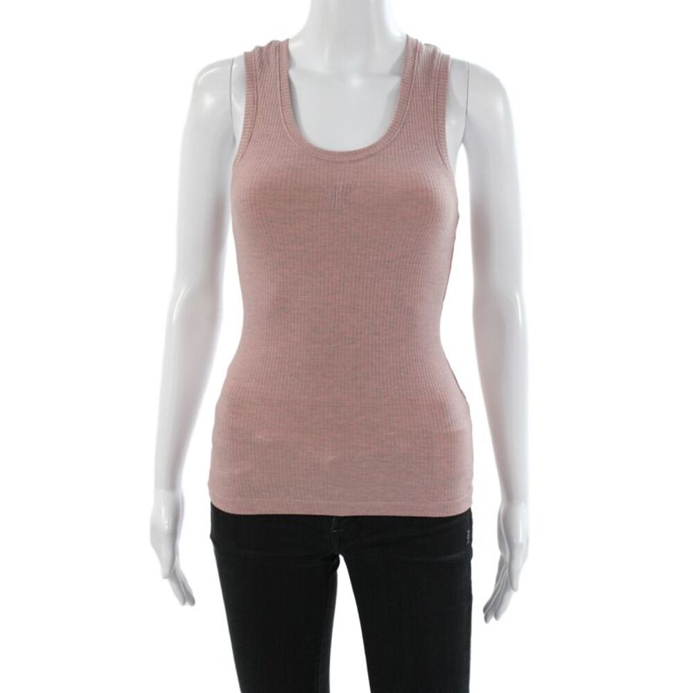 Loewe Women Basic Silk Scoop Neck Sleeveless Tank Top Pink Size M